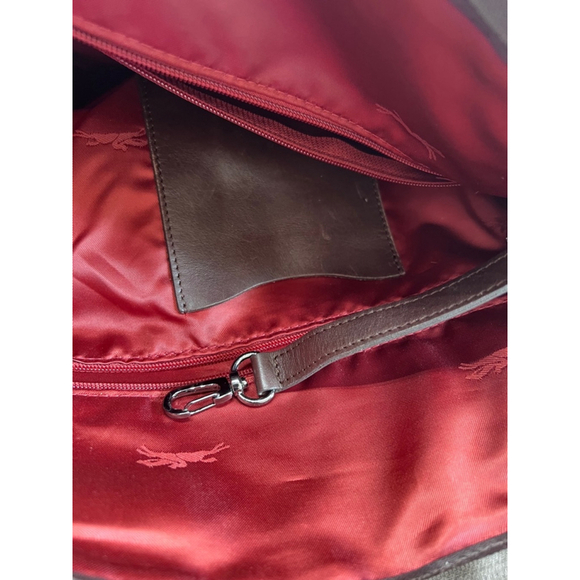 Longchamp Reptigne embossed snake print red leather tote overnight travel bag - Picture 16 of 16